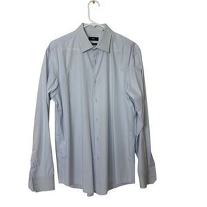 Hugo Boss Mens Regular Fit Easy Iron Dress Shirt Light Blue Size 43